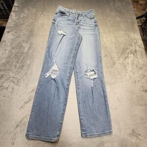 Old Navy Jeans Womens 6 Light Wash High-Rise OG Loose Distressed Ripped Denim